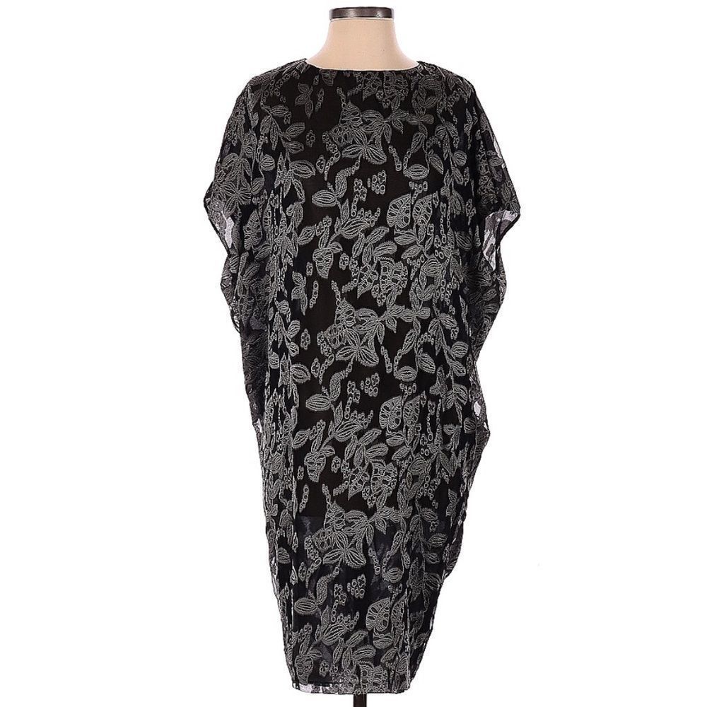 Ports 1961 black and gray sheer floral dress size 2
